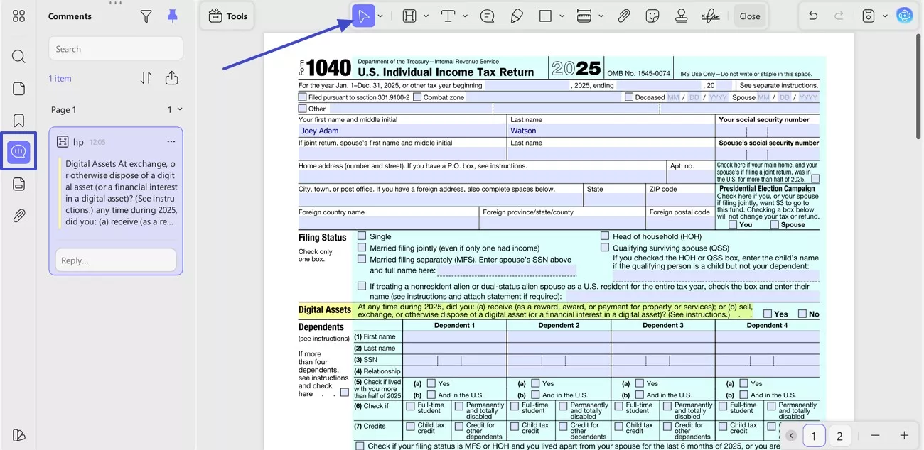 choose the selection tool