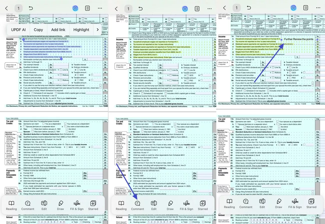  highlight or add comment to verify 