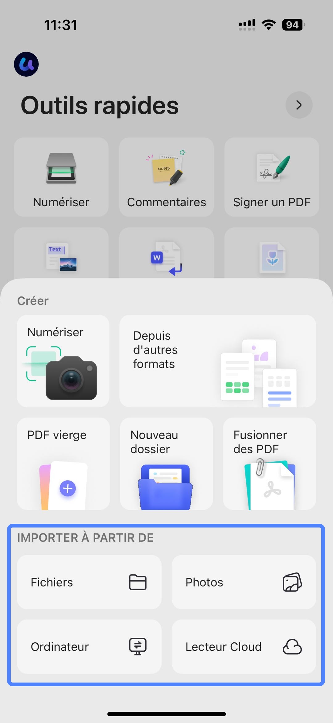 importer des fichiers updf ios