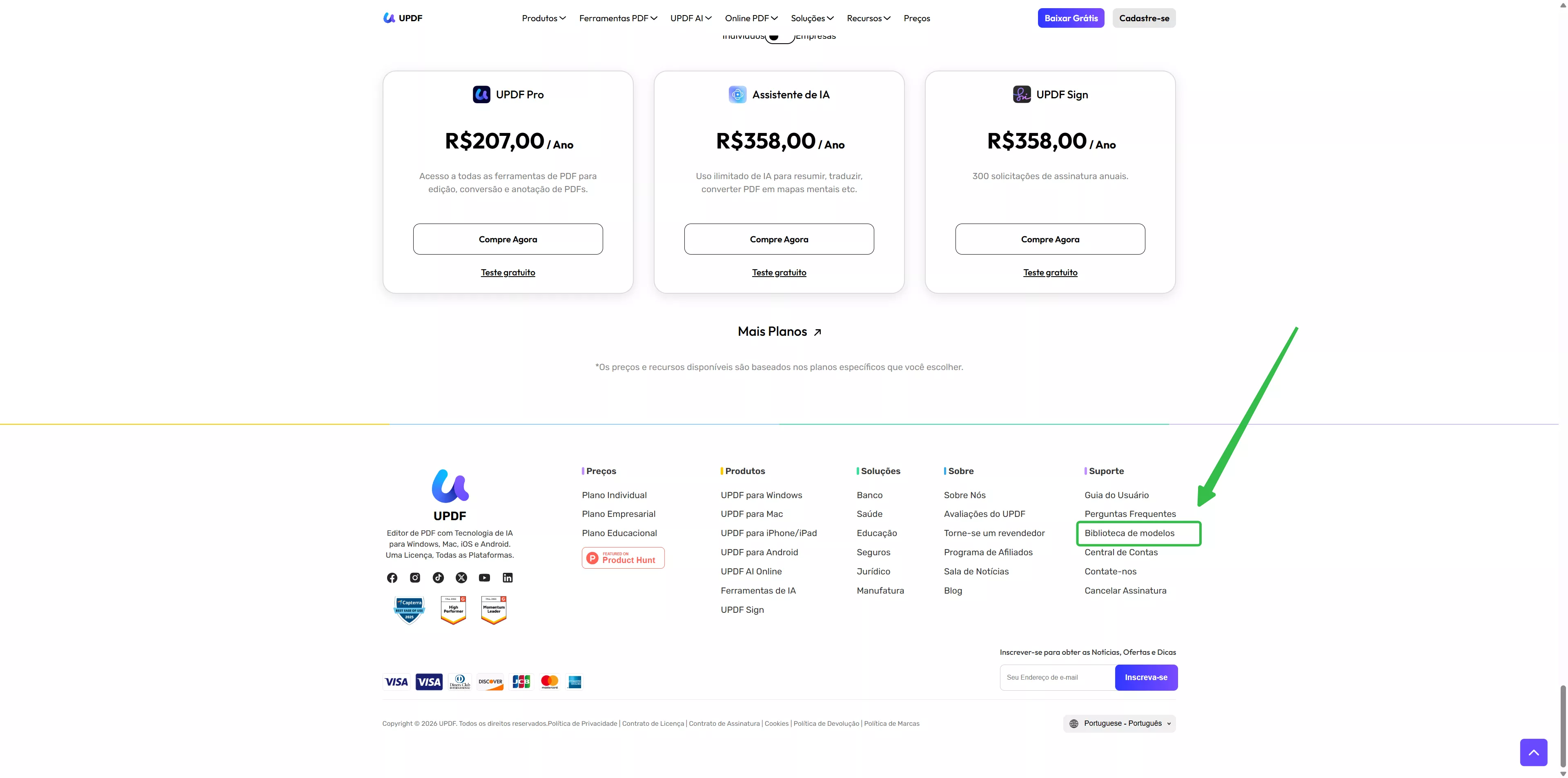 vá para a biblioteca de modelos