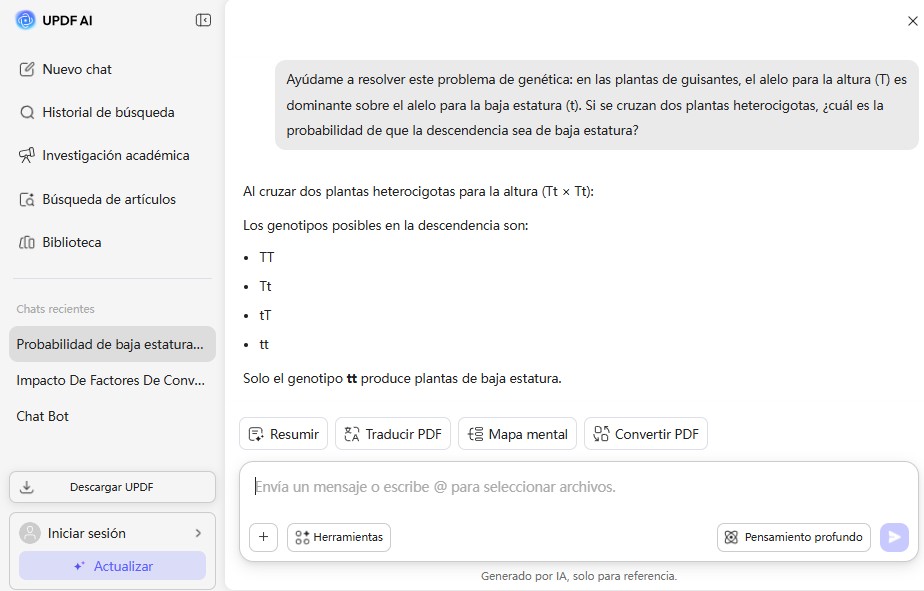 Solucionador de biología con IA de UPDF AI