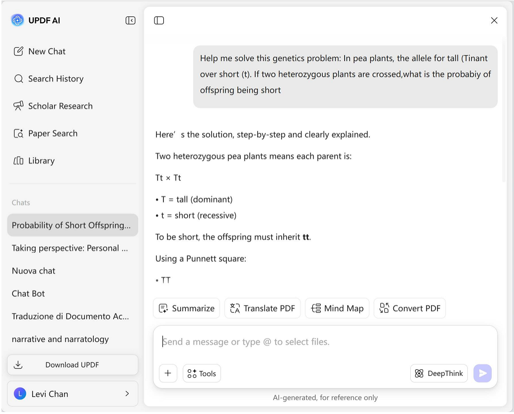 UPDF AI ai biology solver