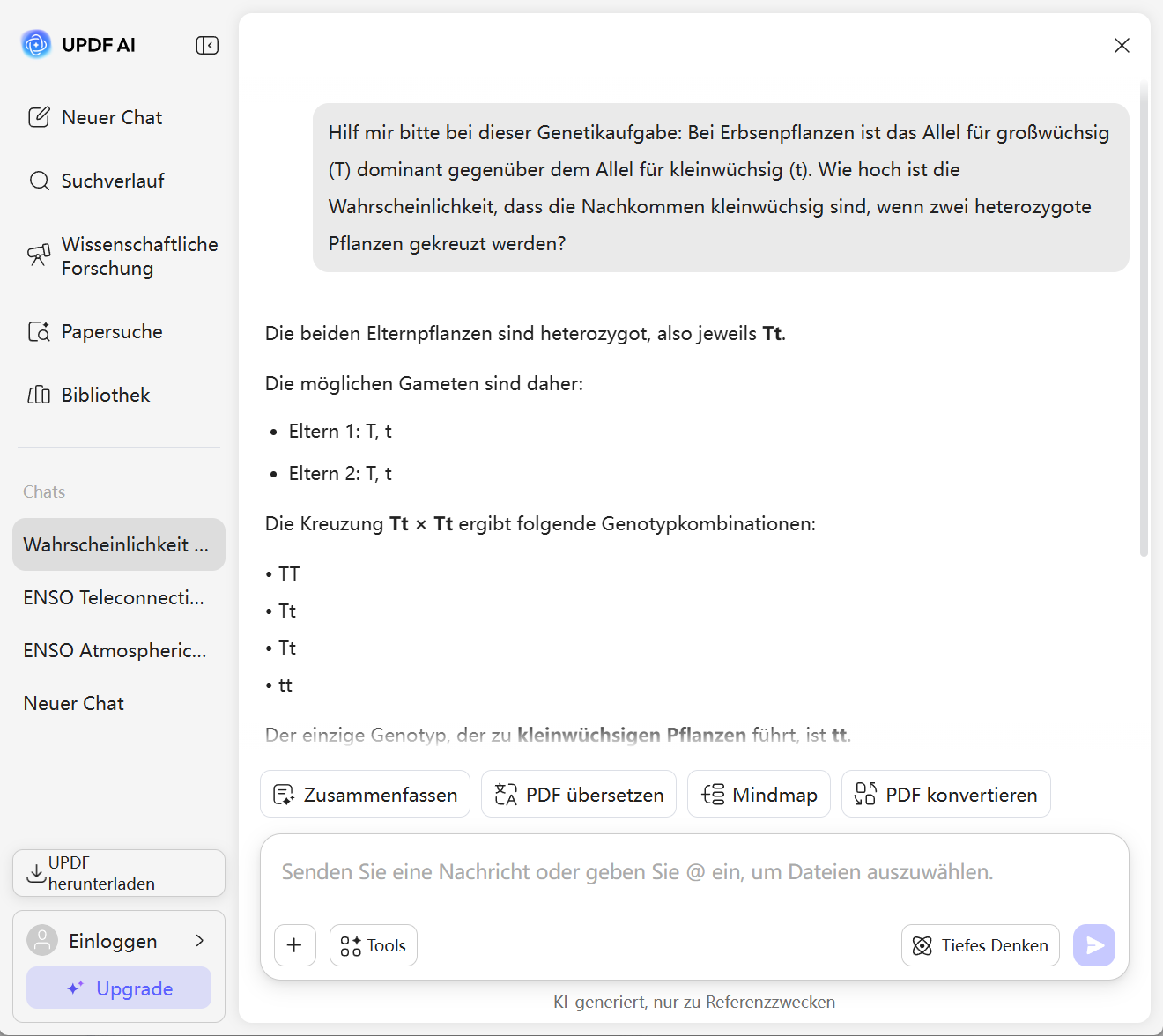 UPDF AI Biologie KI-Löser
