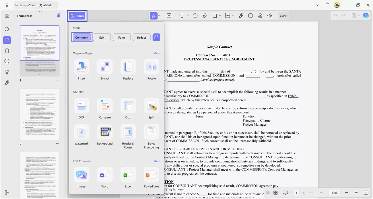access updf comment annotate feature