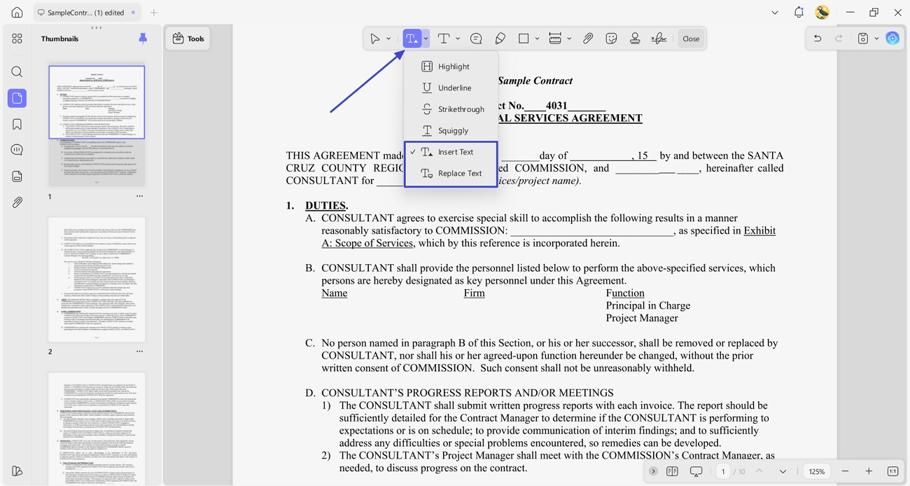 updf insert replace text annotation tools