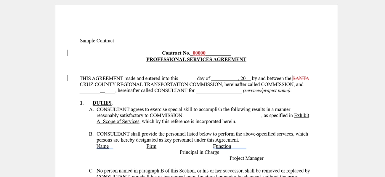 word strikethrough markup deleted text