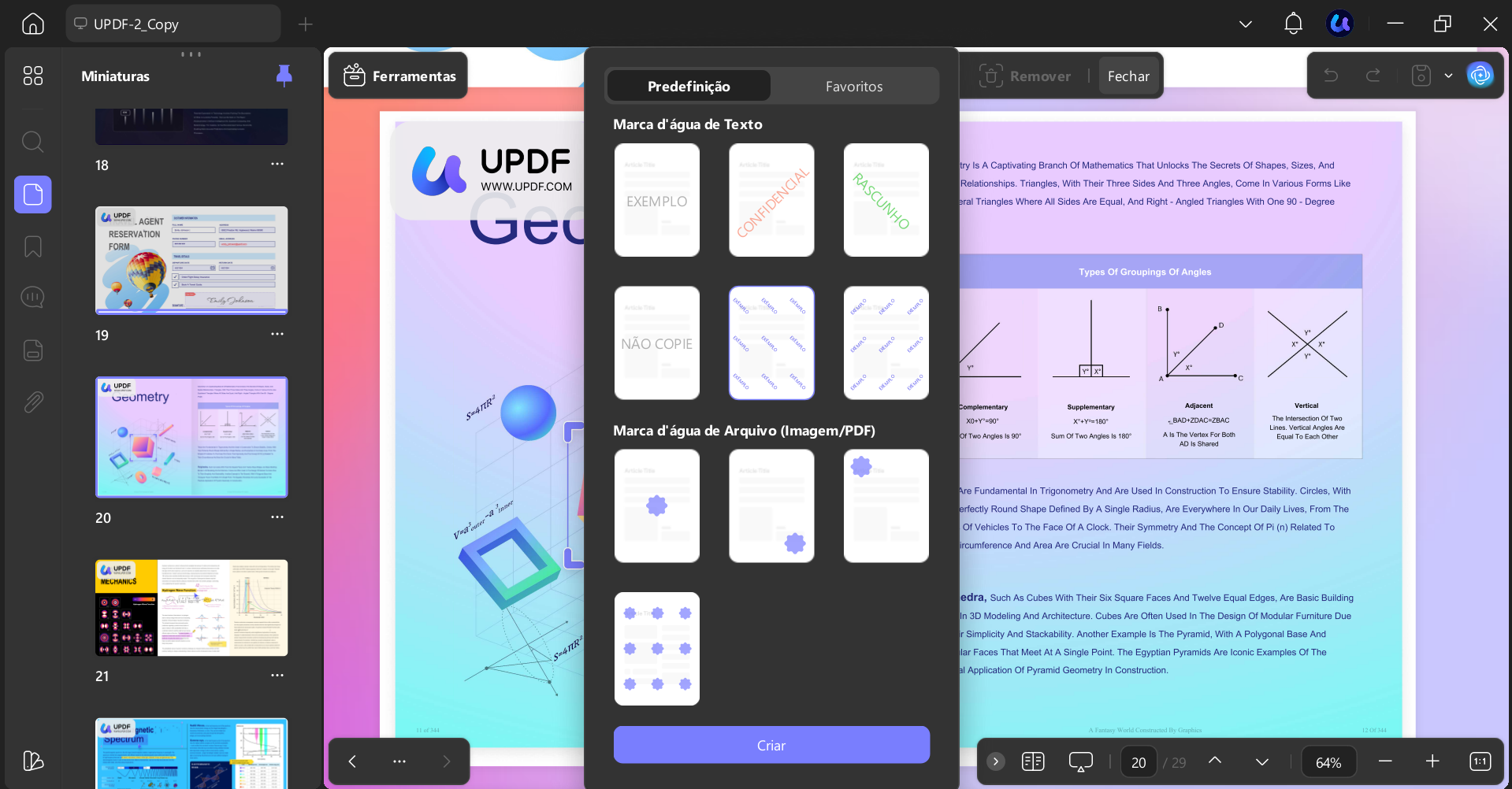 Recurso de adicionar marca d’água no UPDF