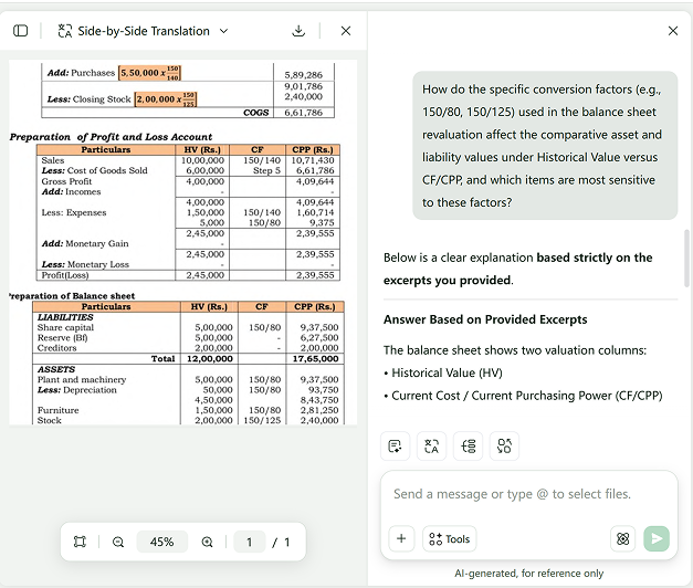 UPDF AI analyze a cash statement