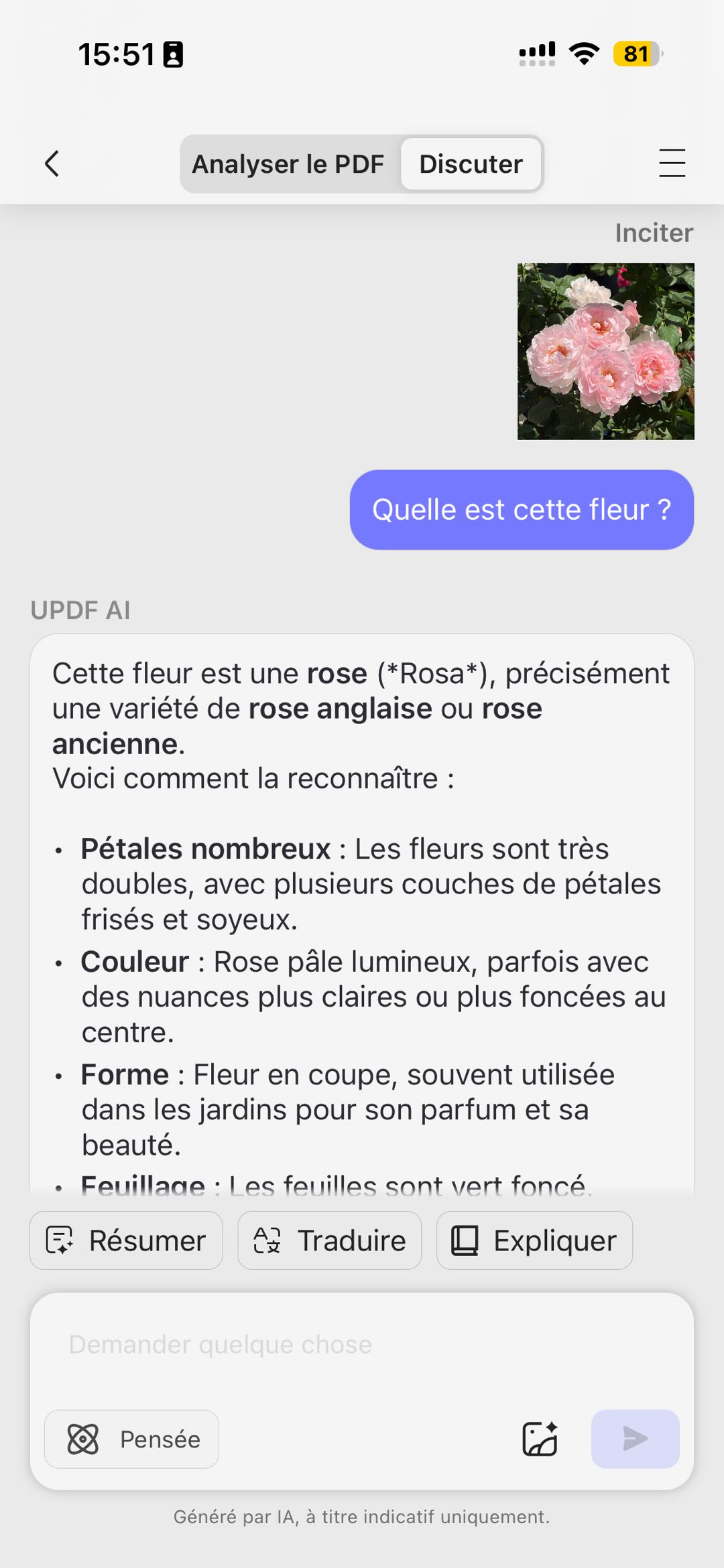 discuter avec une image updf ios