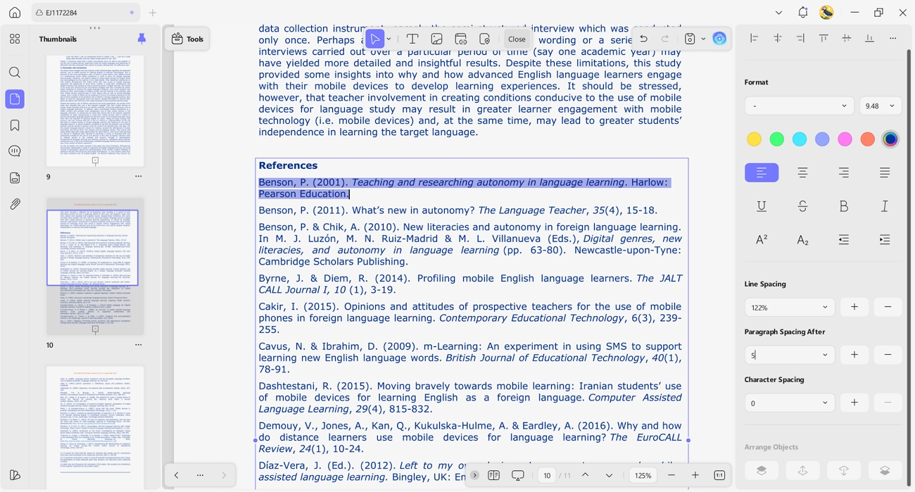 maintain correct citation spacings updf