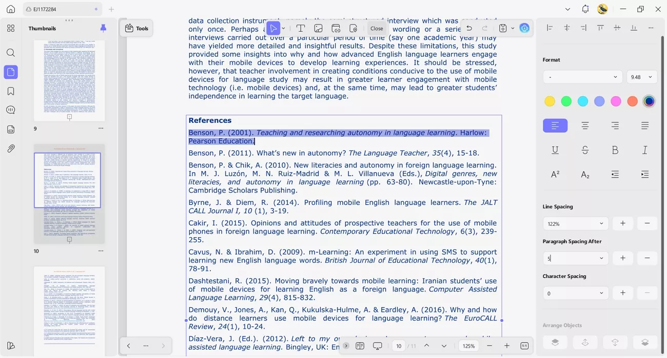 maintain correct citation spacings updf