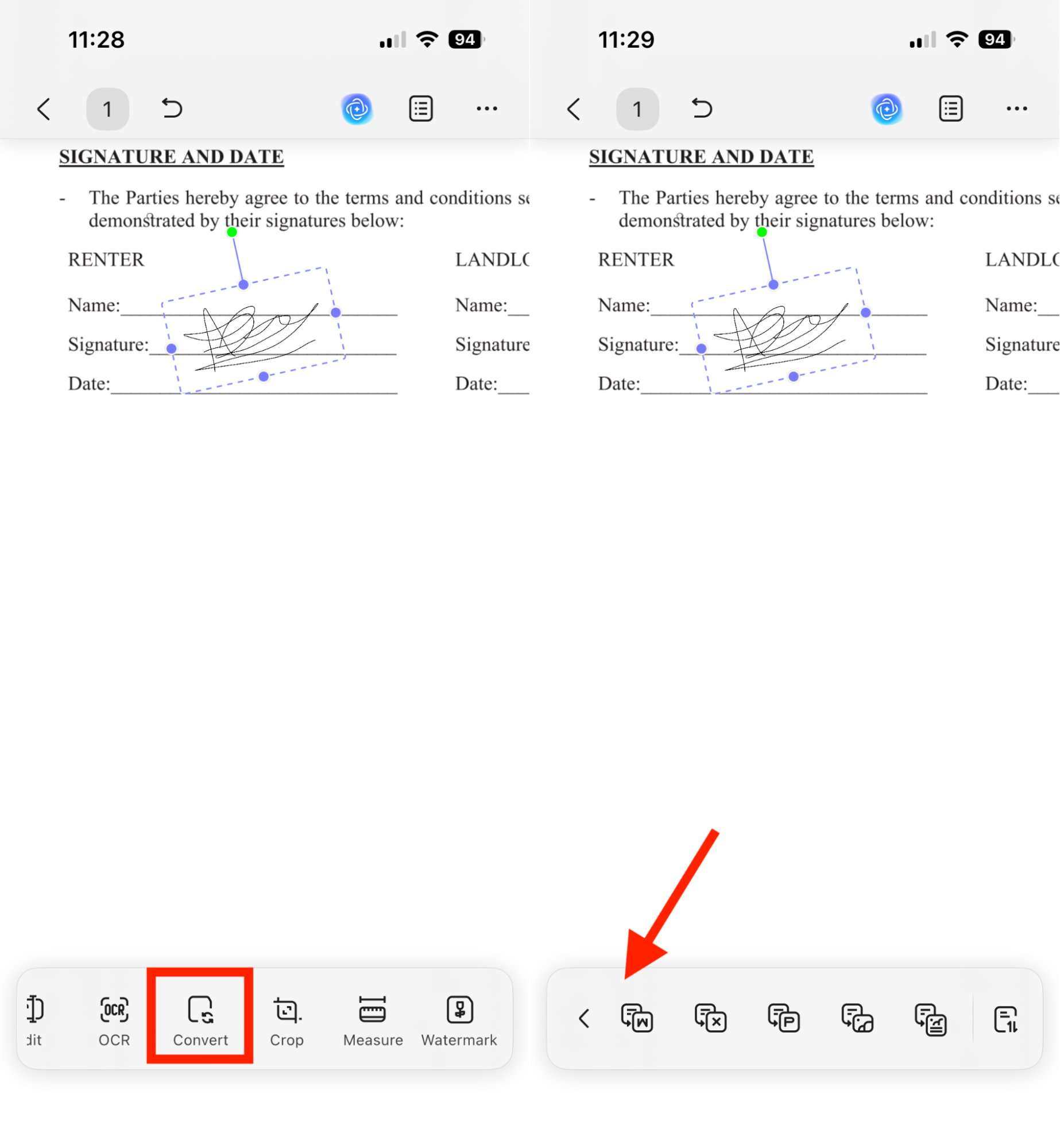 click and convert pdf to word