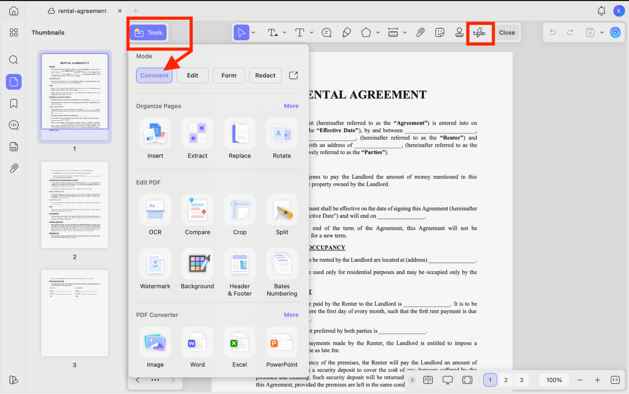 click-comment-to-add-signature