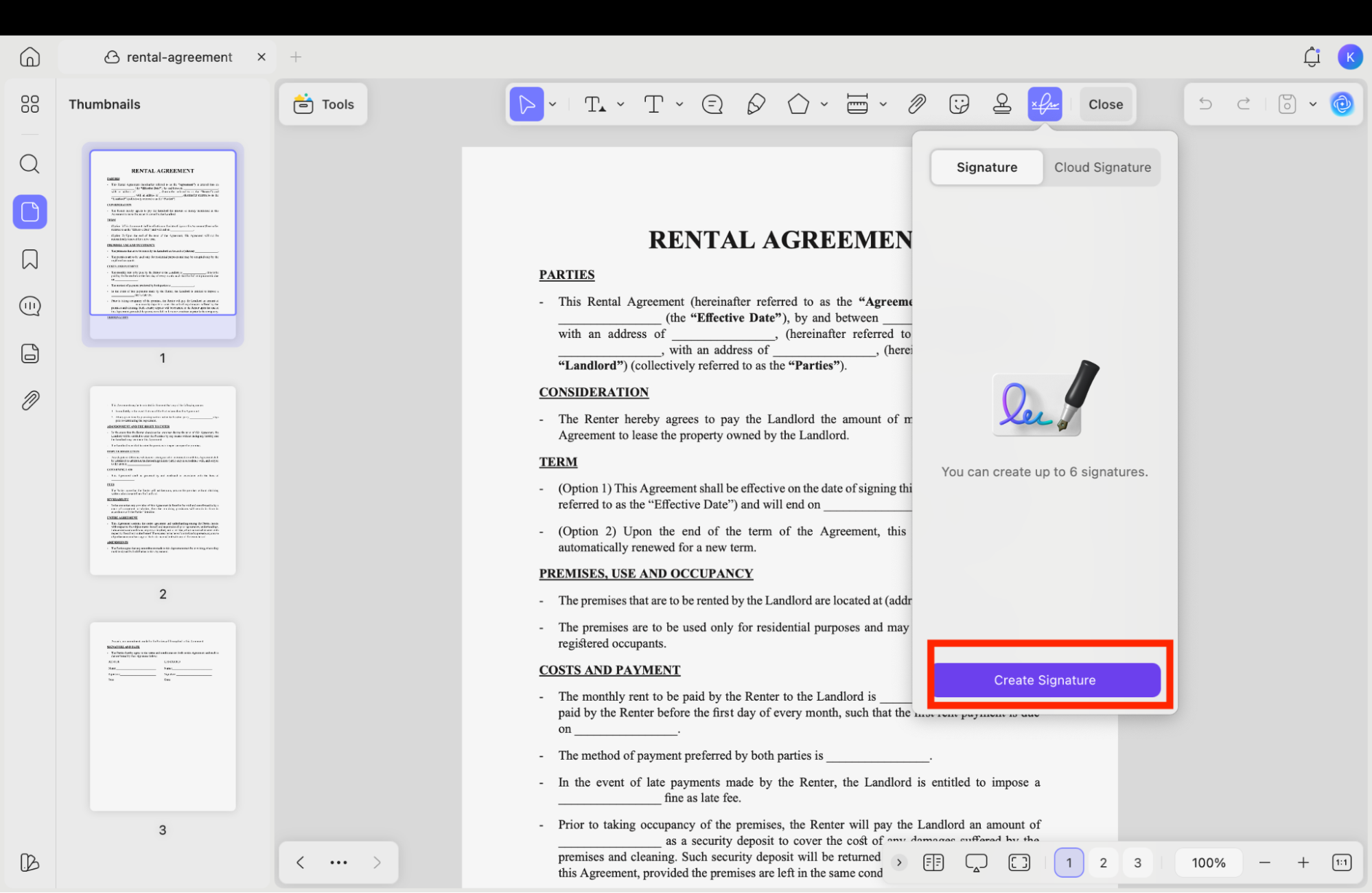 click-create-signature-option