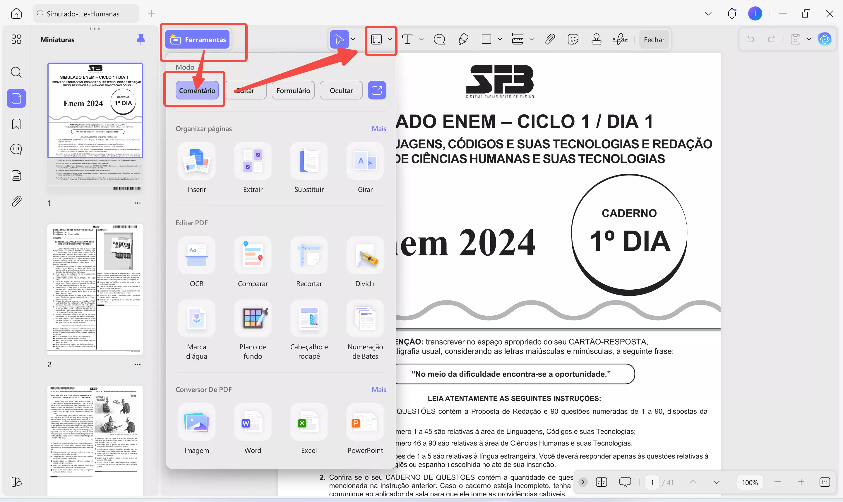 destacar conteúdos-chave