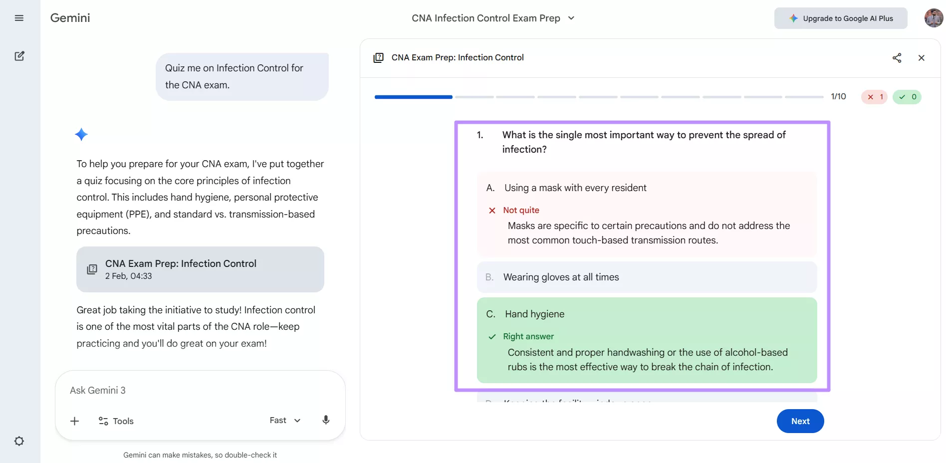take screenshot of gemini explanation