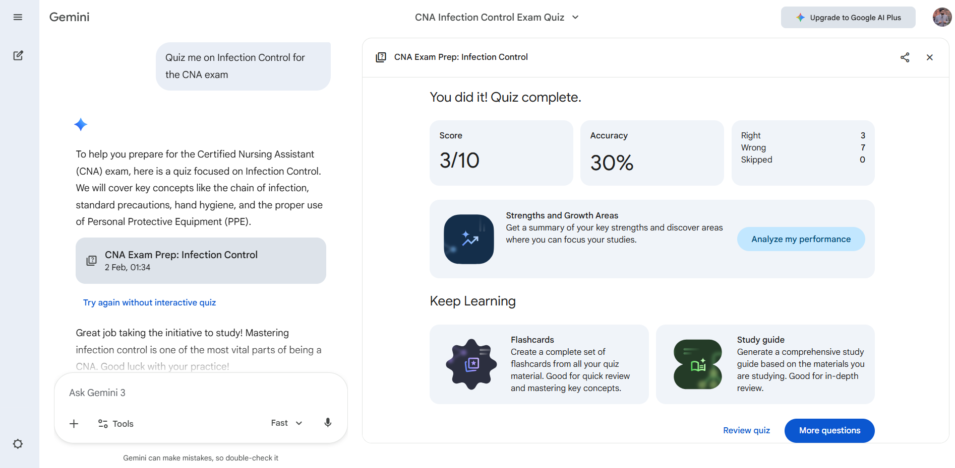 Évaluation du test pratique CNA