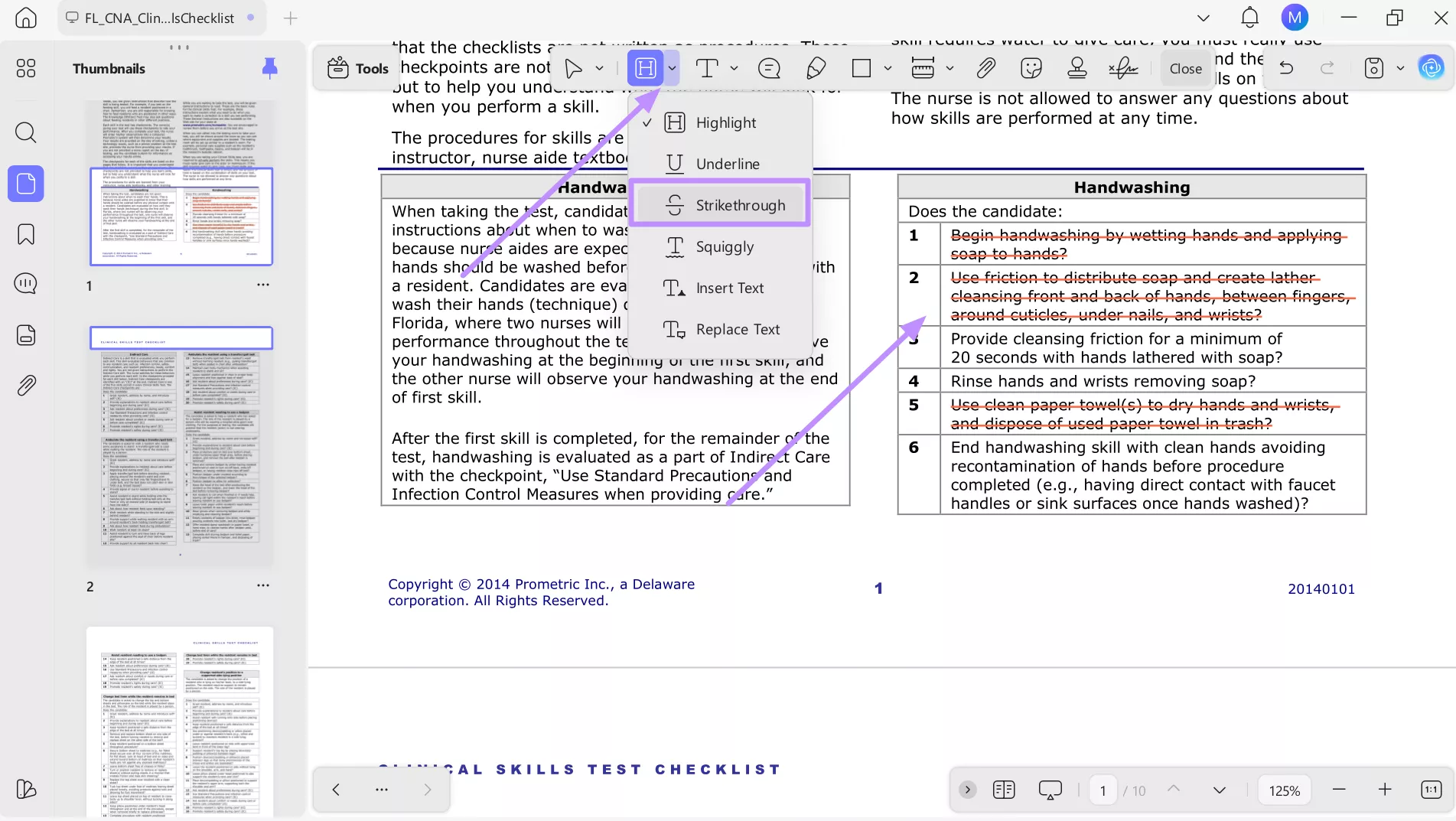 strikethrough the learned skills