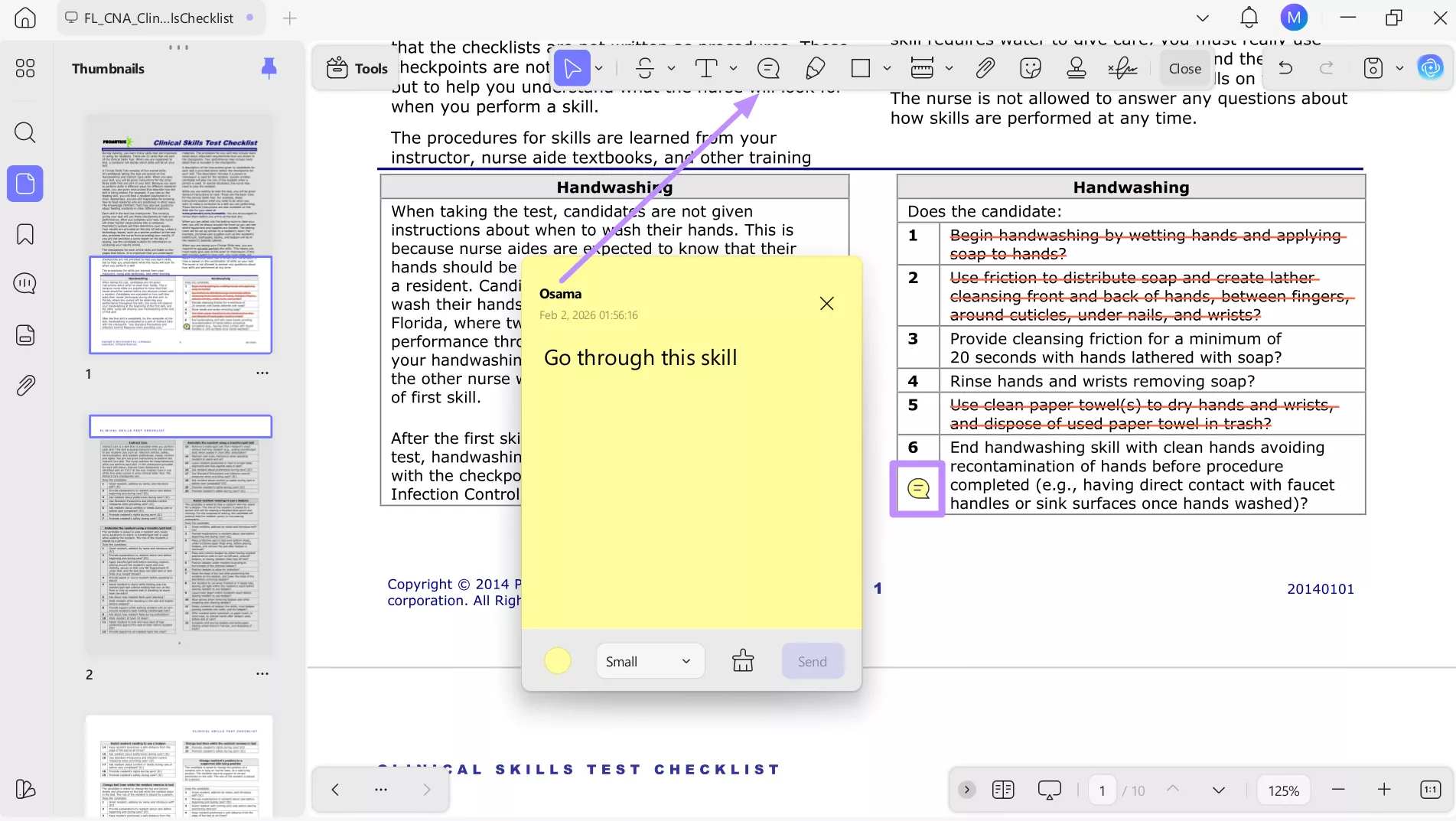 add notes for cna skills