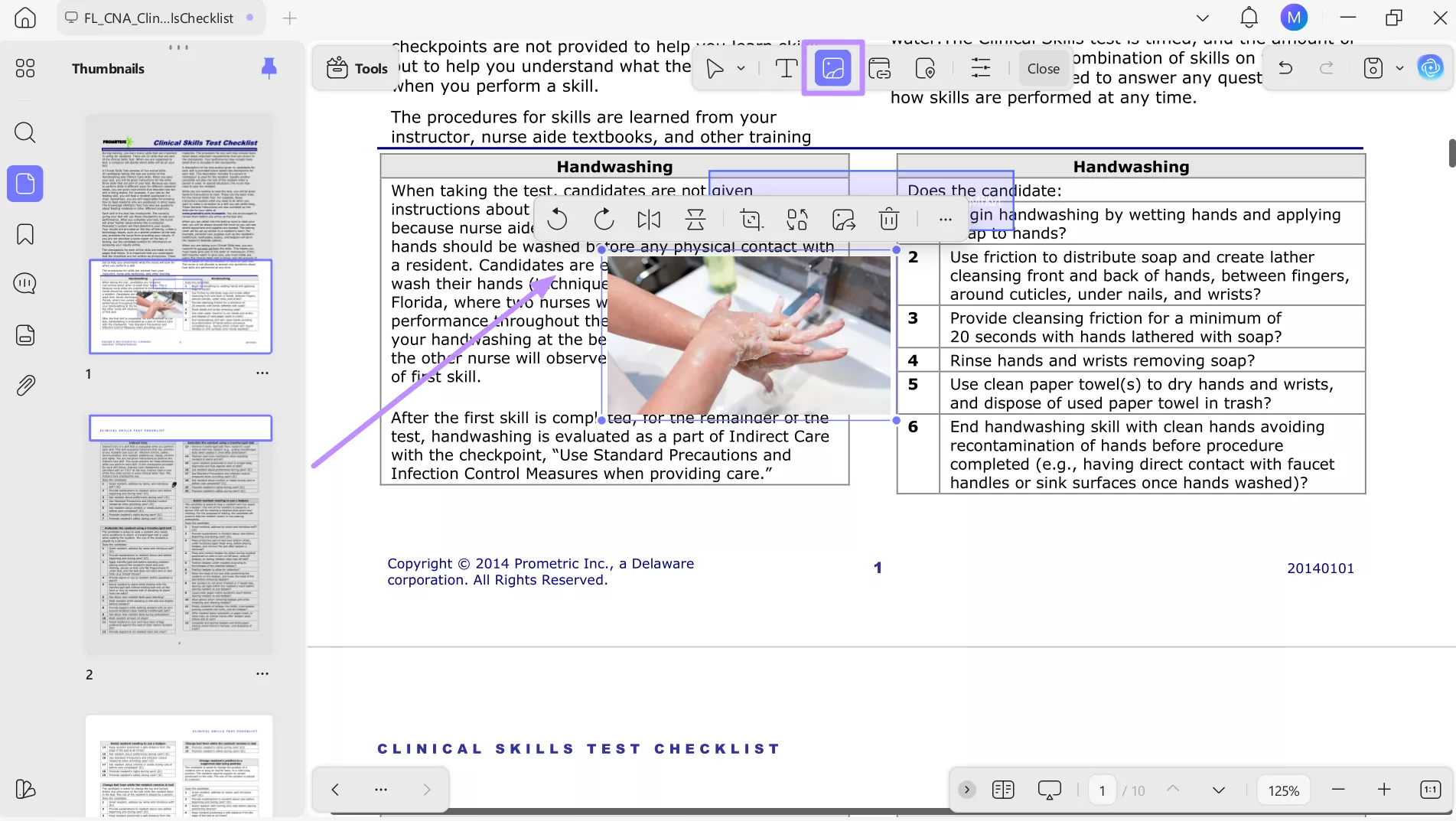 insert picture besides cna skill