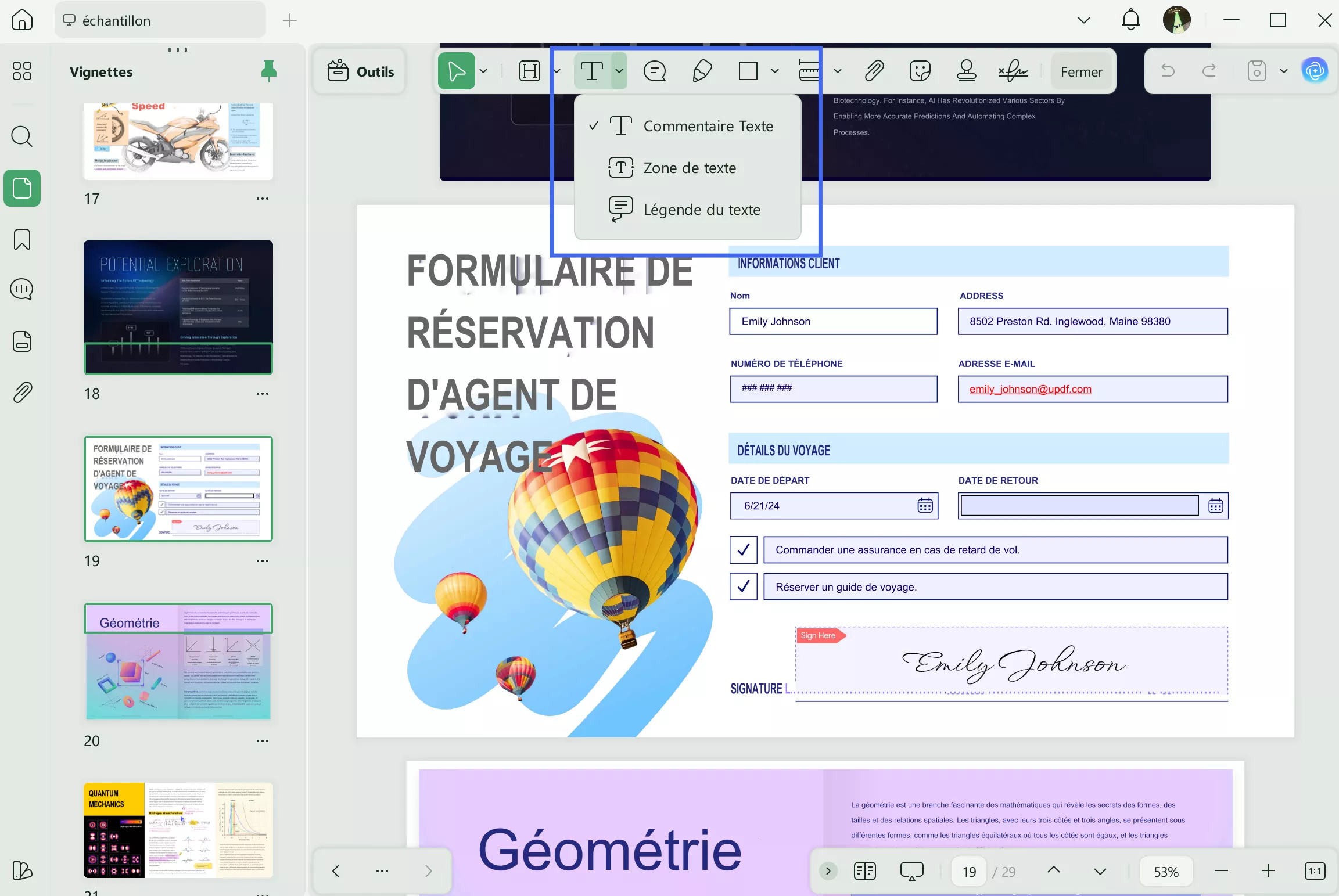 annoter les commentaires dans updf