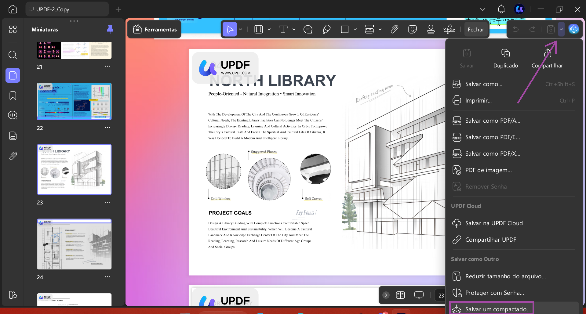 Opção de salvar como PDF achatado