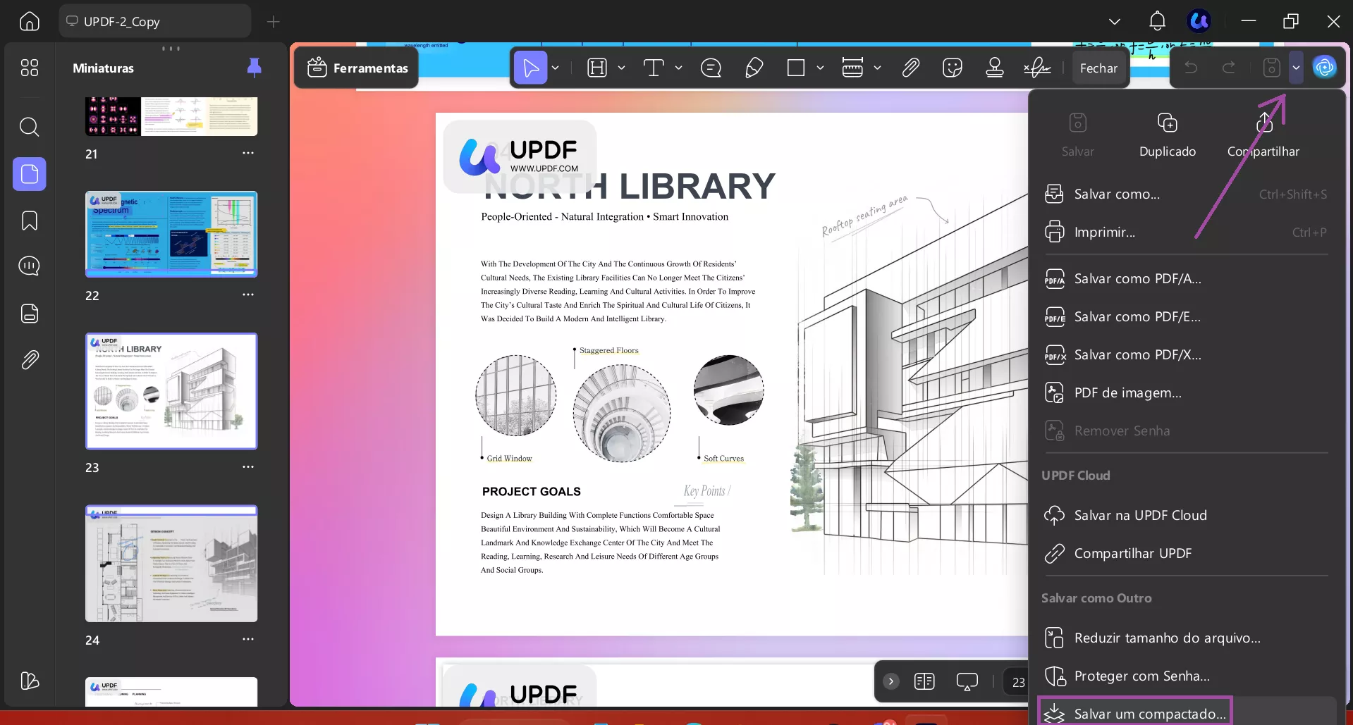 Opção de salvar como PDF achatado