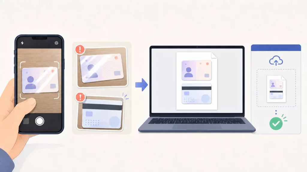 IDカード表裏を1ページのPDFにまとめるイメージ