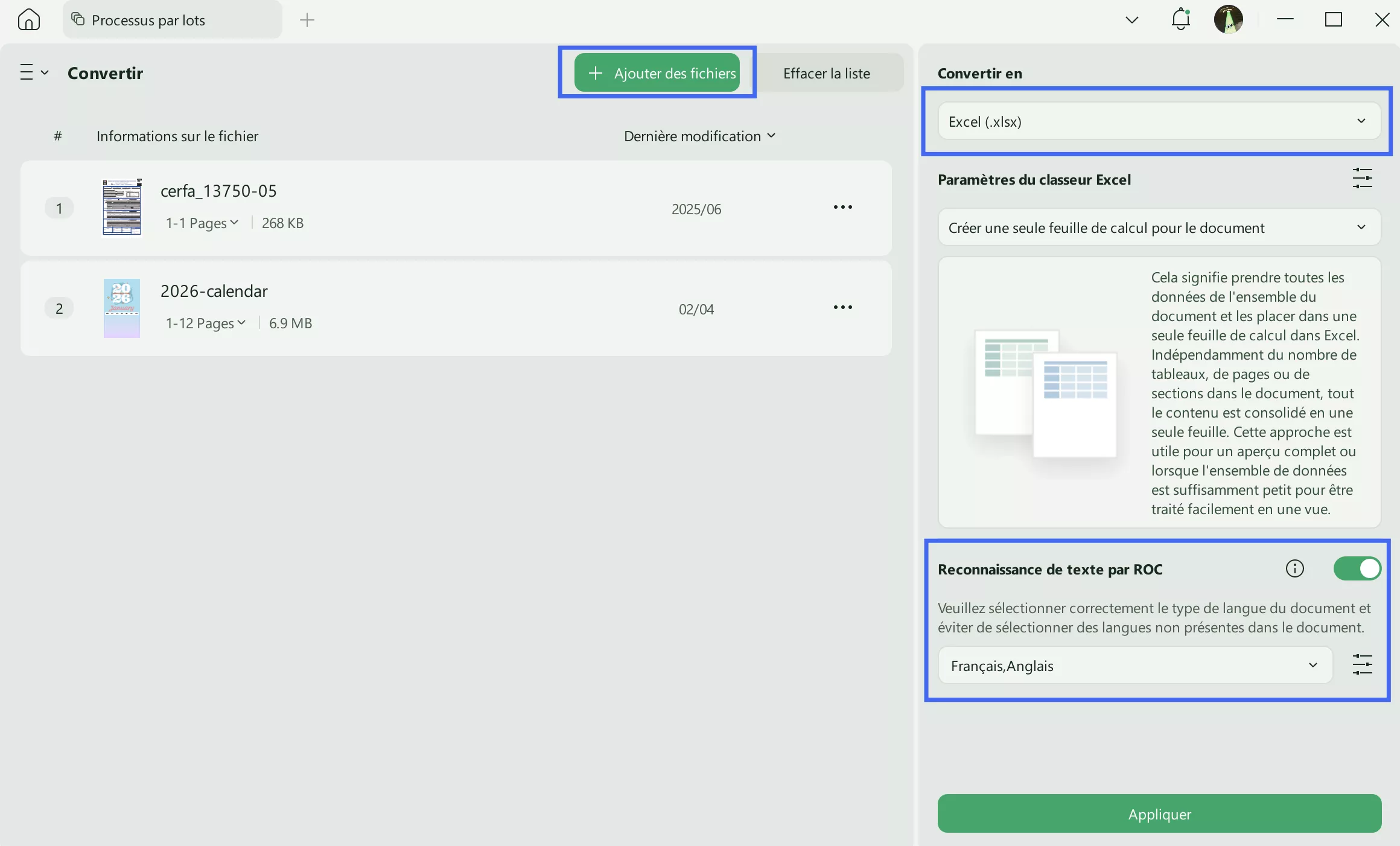OCR par lots de PDF vers Excel