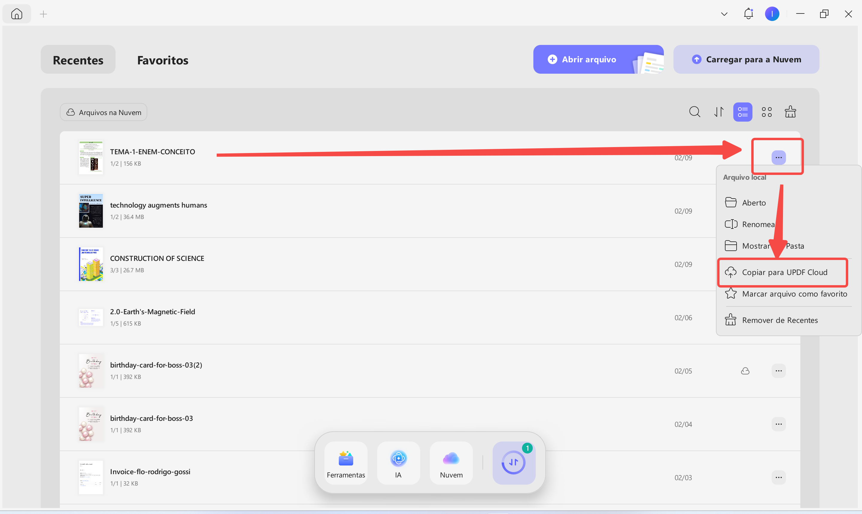 copiar para updf cloud