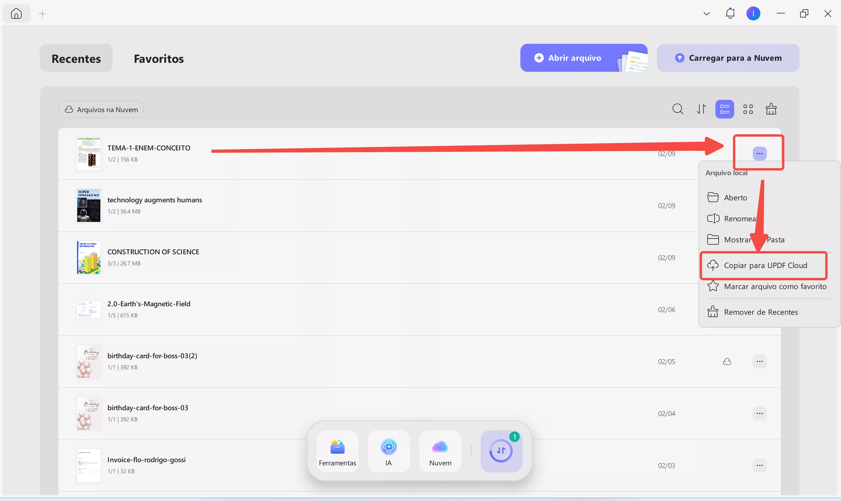 copiar para updf cloud