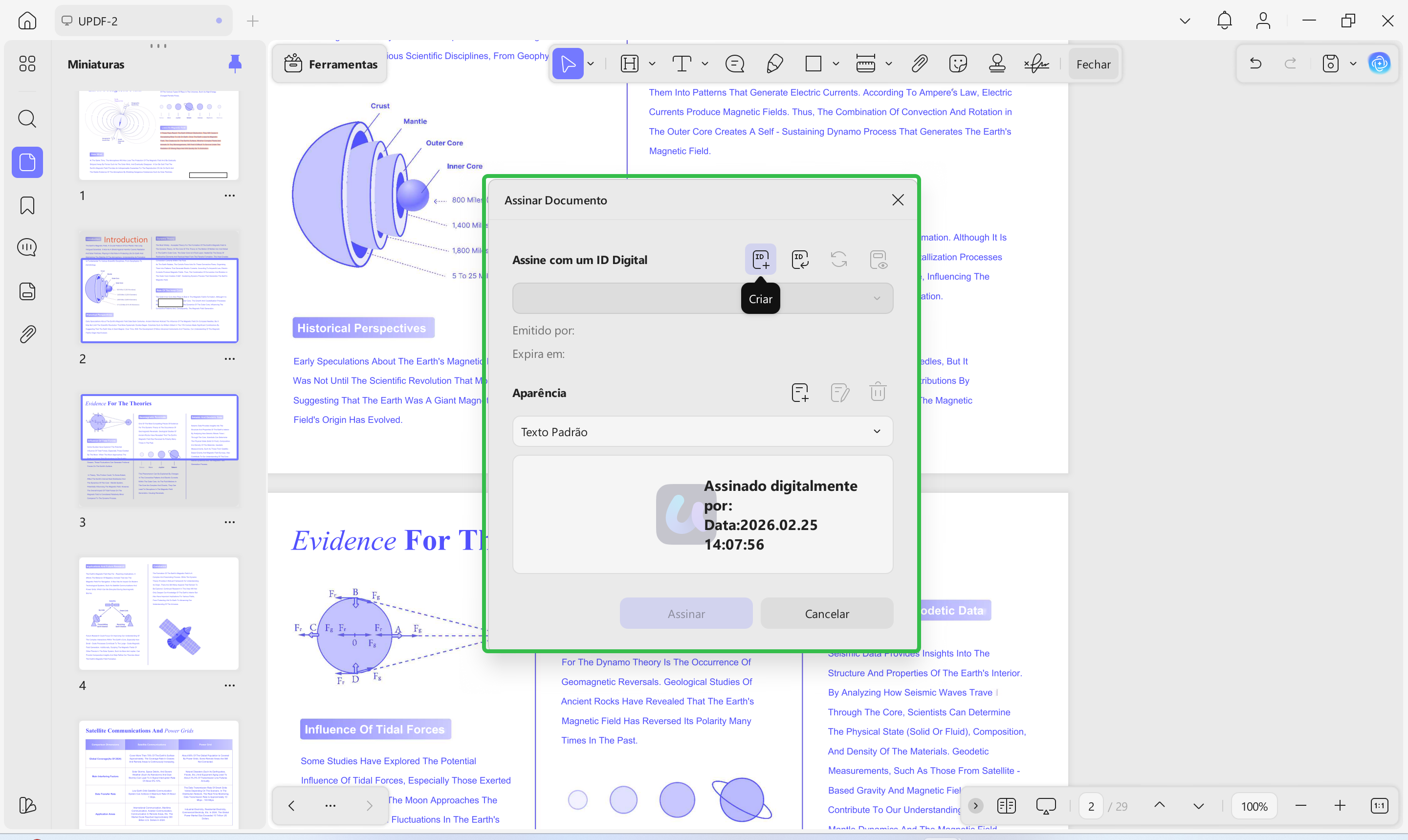 como assinar PDF com CAC usando uma área de assinatura pré-configurada