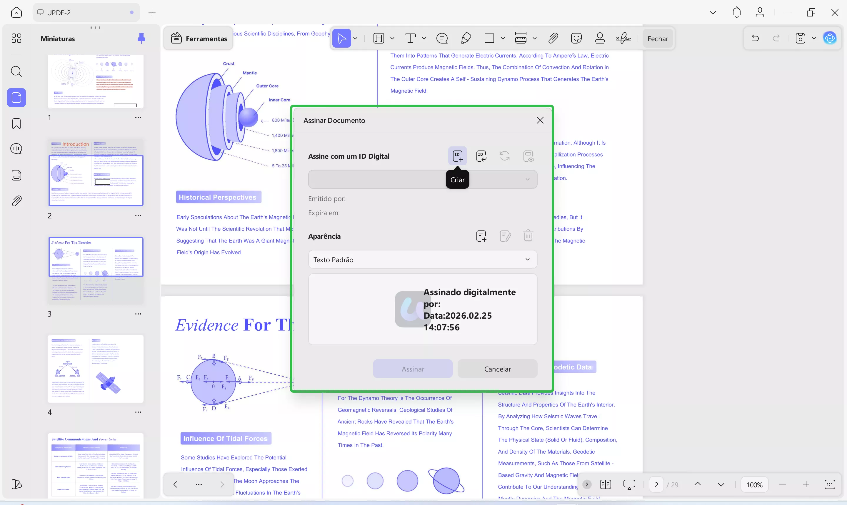 como assinar PDF com CAC usando uma área de assinatura pré-configurada