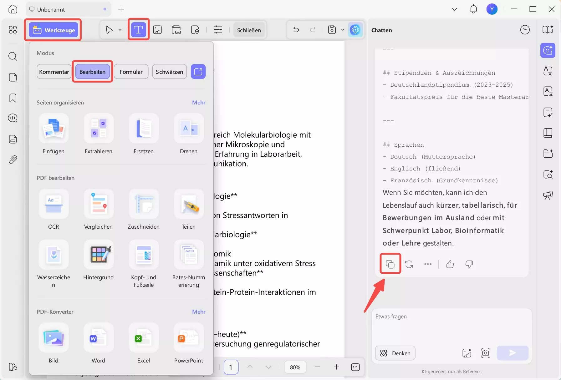  Lebenslauf als PDF-Dokument einfügen