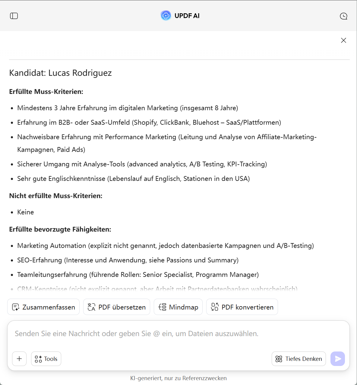 UPDF AI CV-Screening