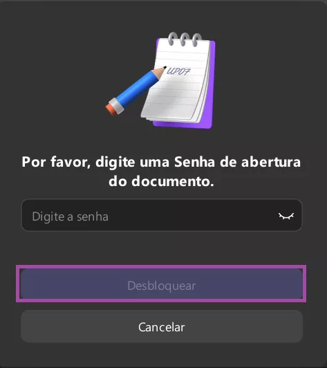 digite uma senha de abertura do documento