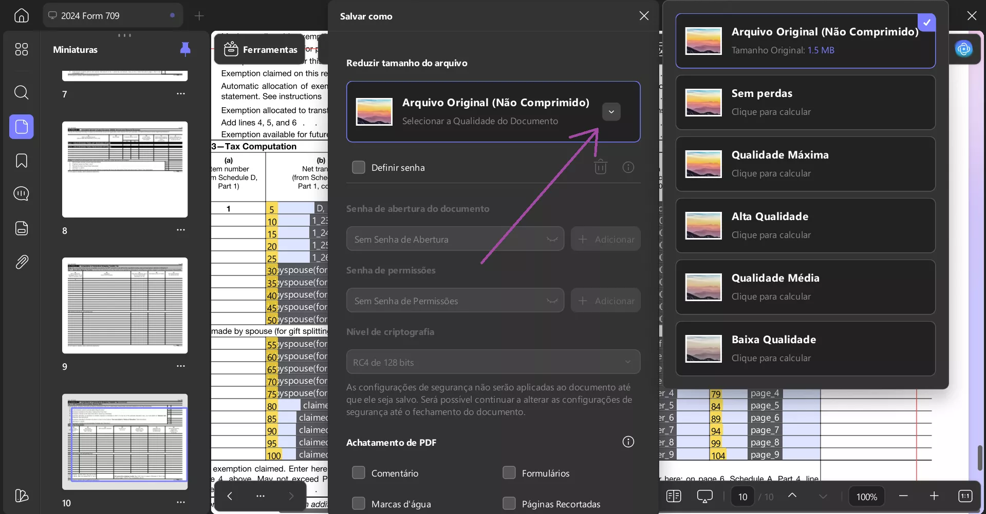 Comprimir o tamanho do arquivo no UPDF