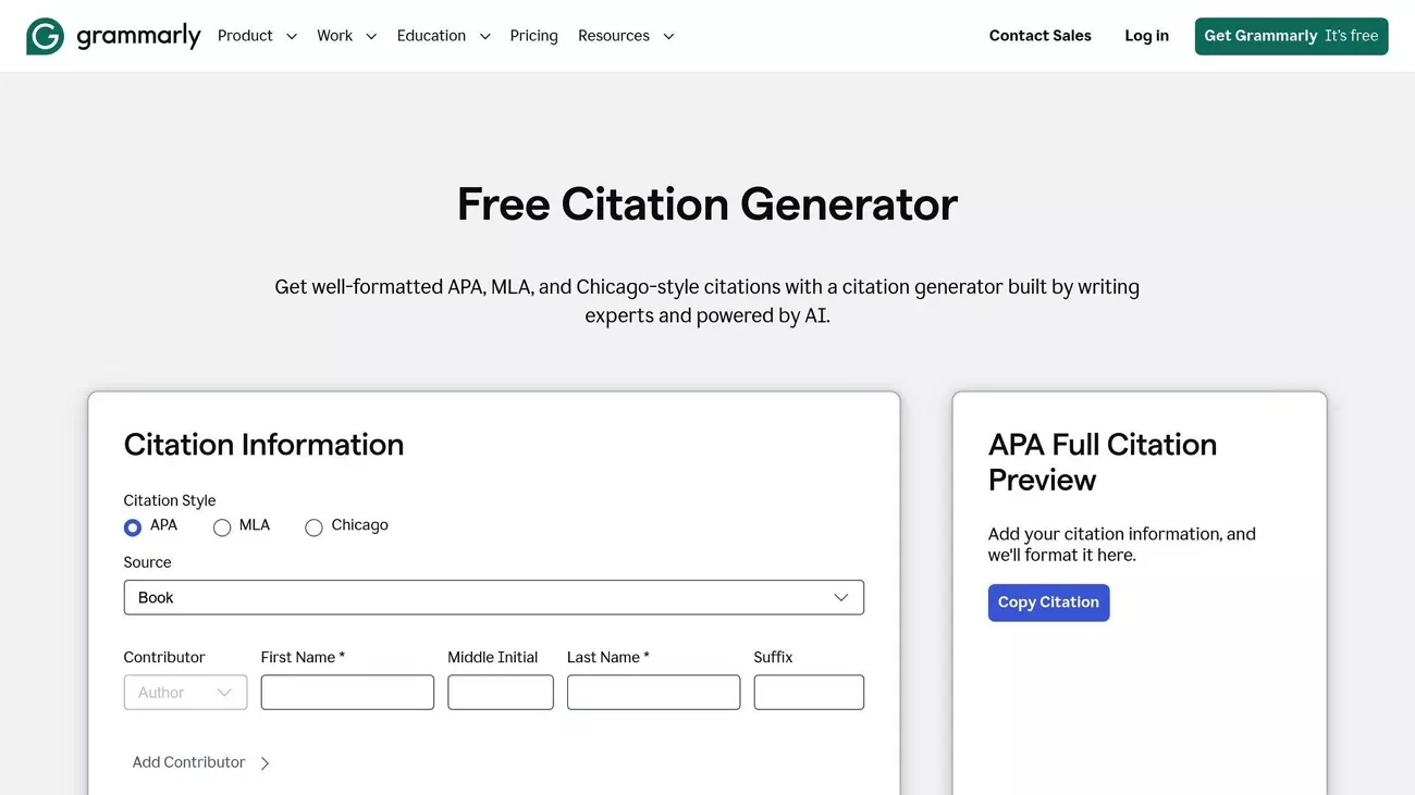 generate accutate citation grammarly