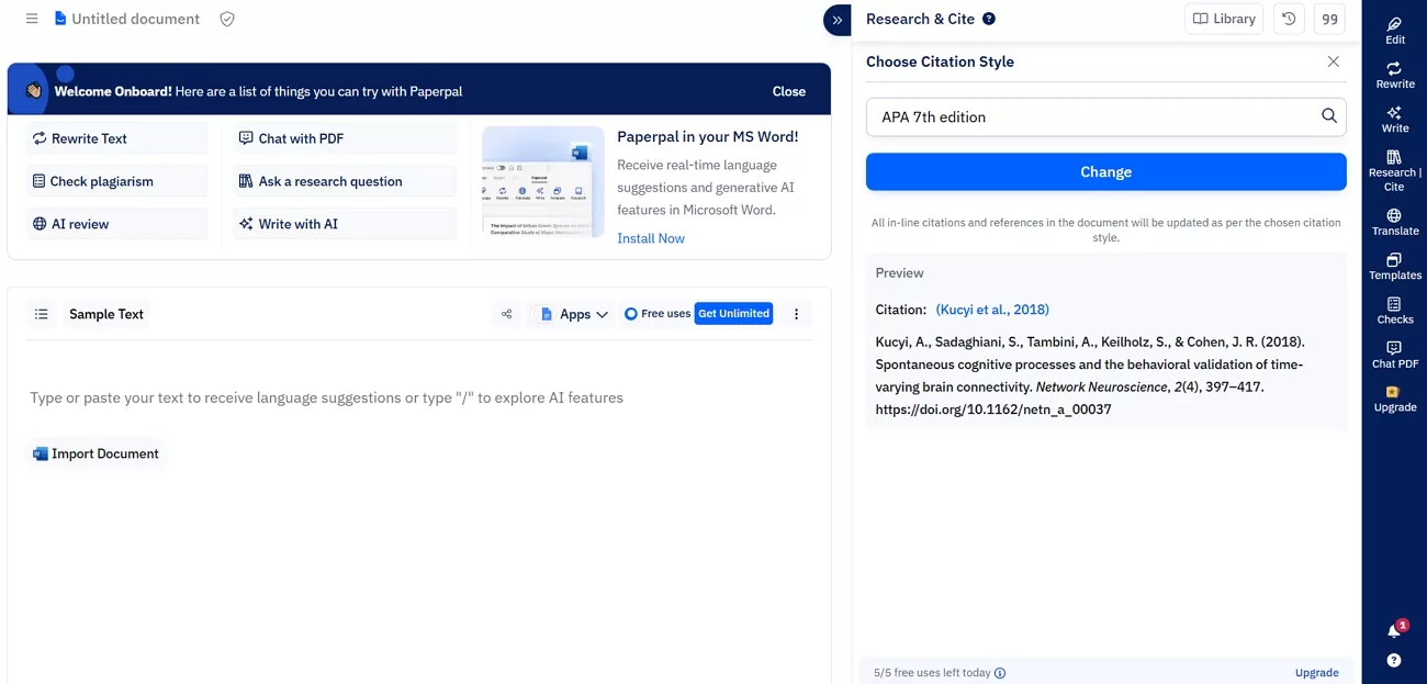 paperpal create 99 styles citations