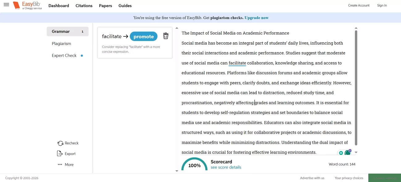 review plagiarism grammar score