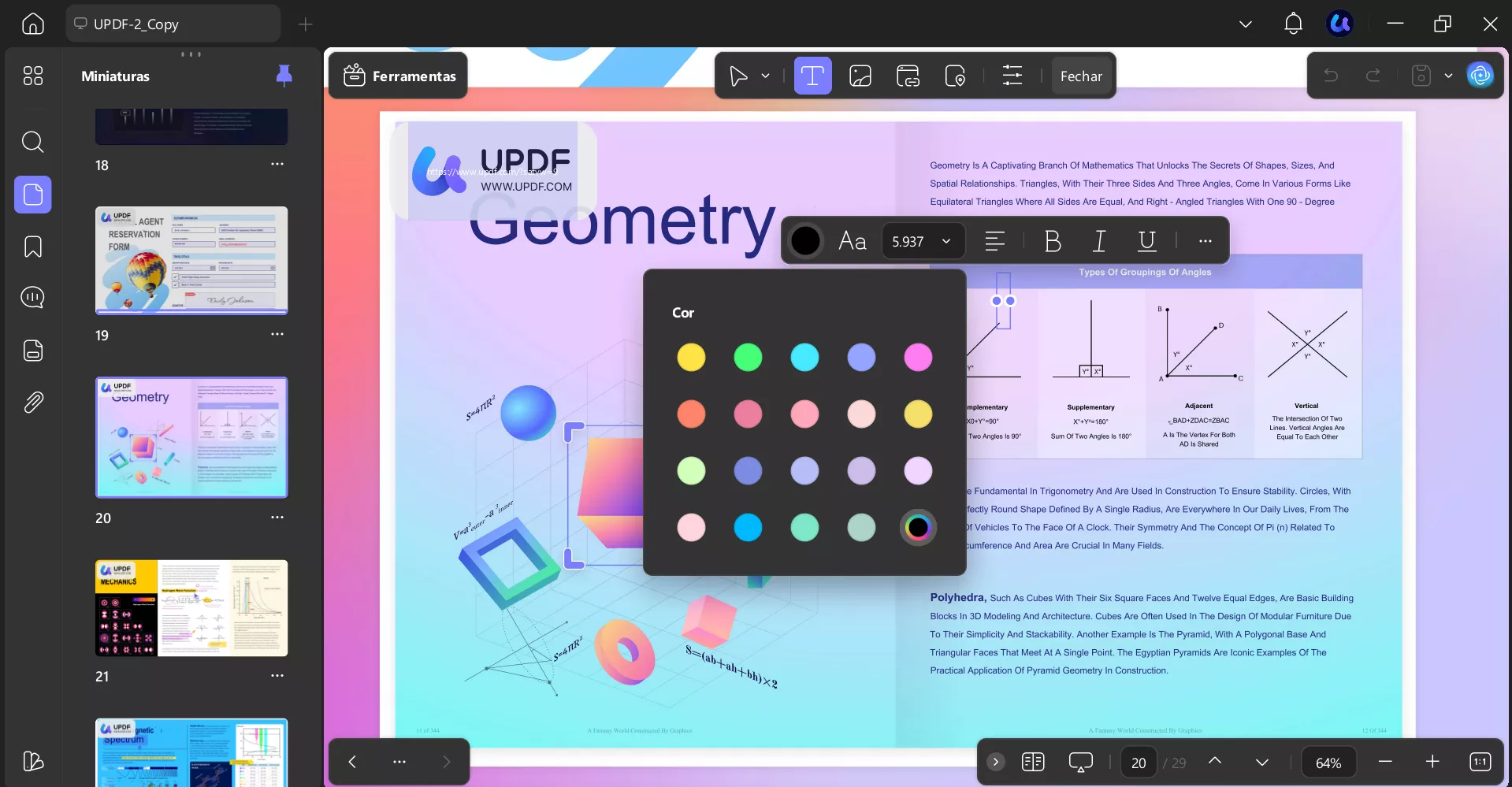 Editar a cor do texto no UPDF