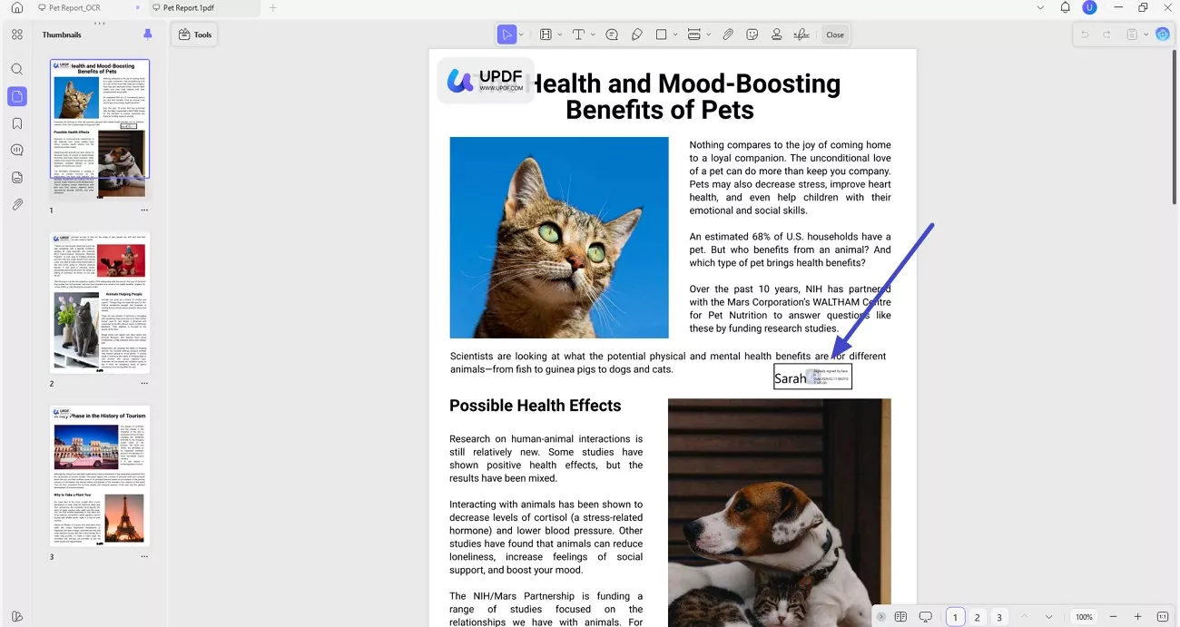 save and review applied signature