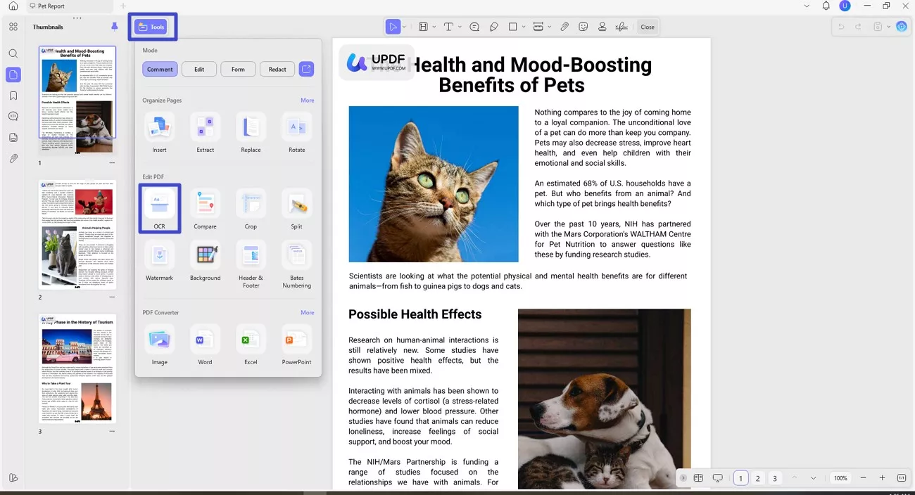 access updf ocr feature