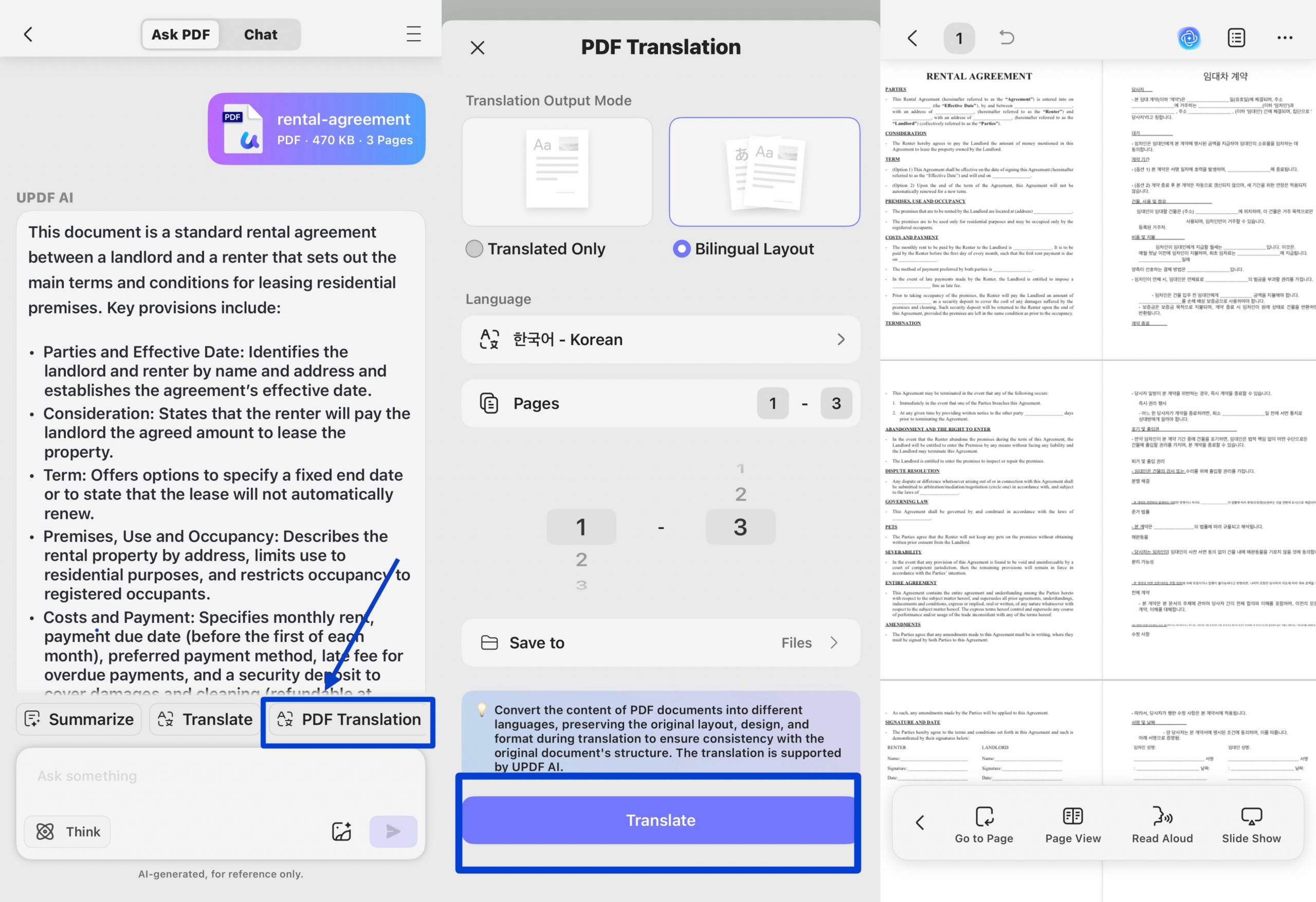 entire pdf translation updf ios