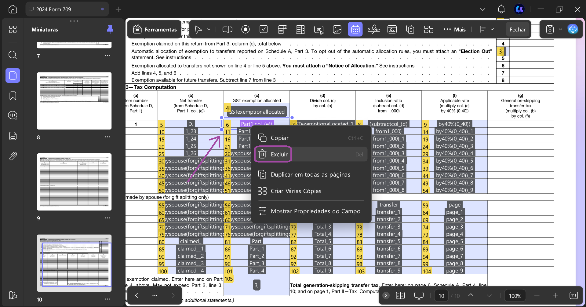 Excluir caixas de texto indesejadas