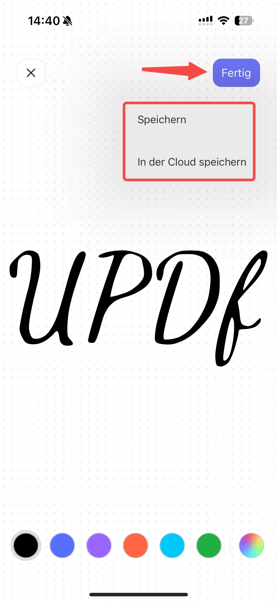 Gescannten Unterschrift speichern updf