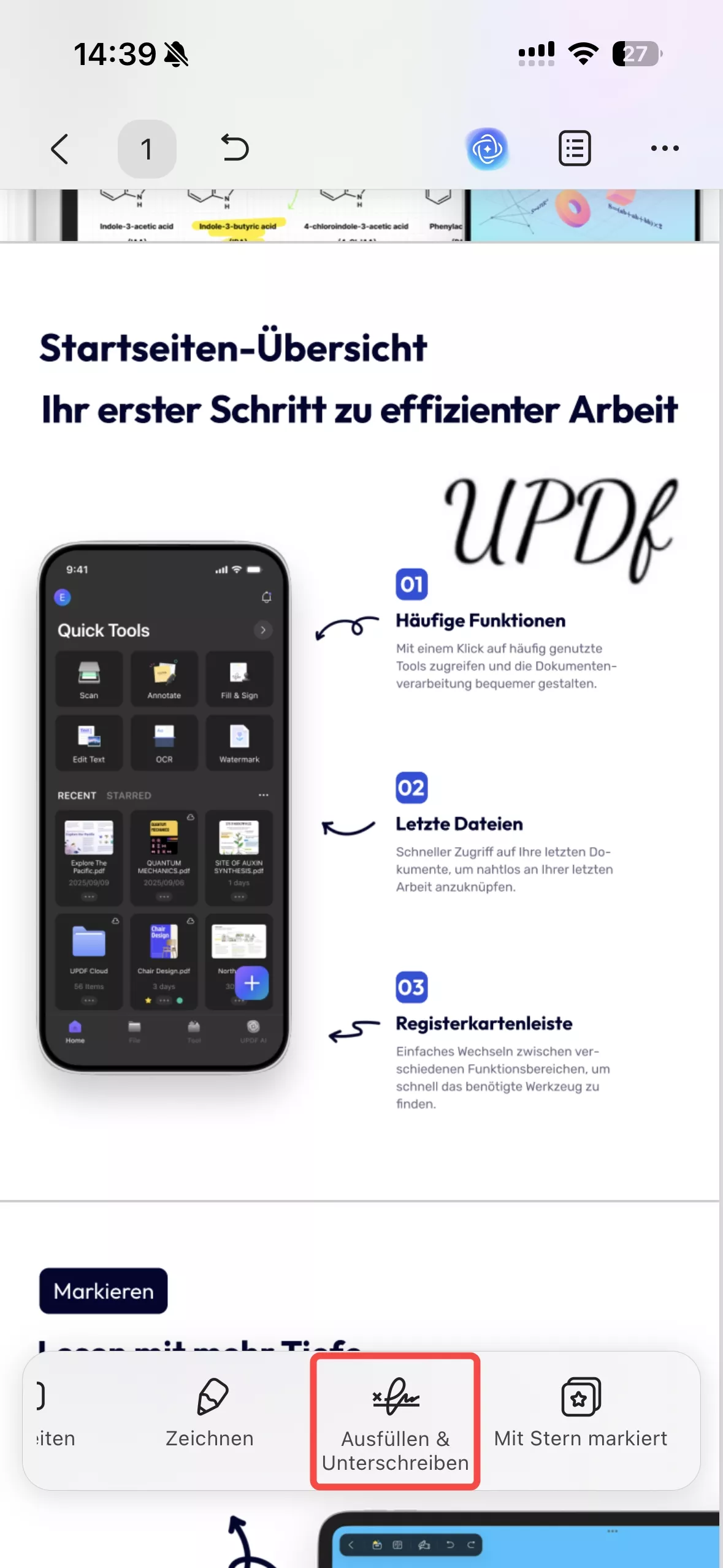 Scan-Signatur UPDF Mobile Kamera