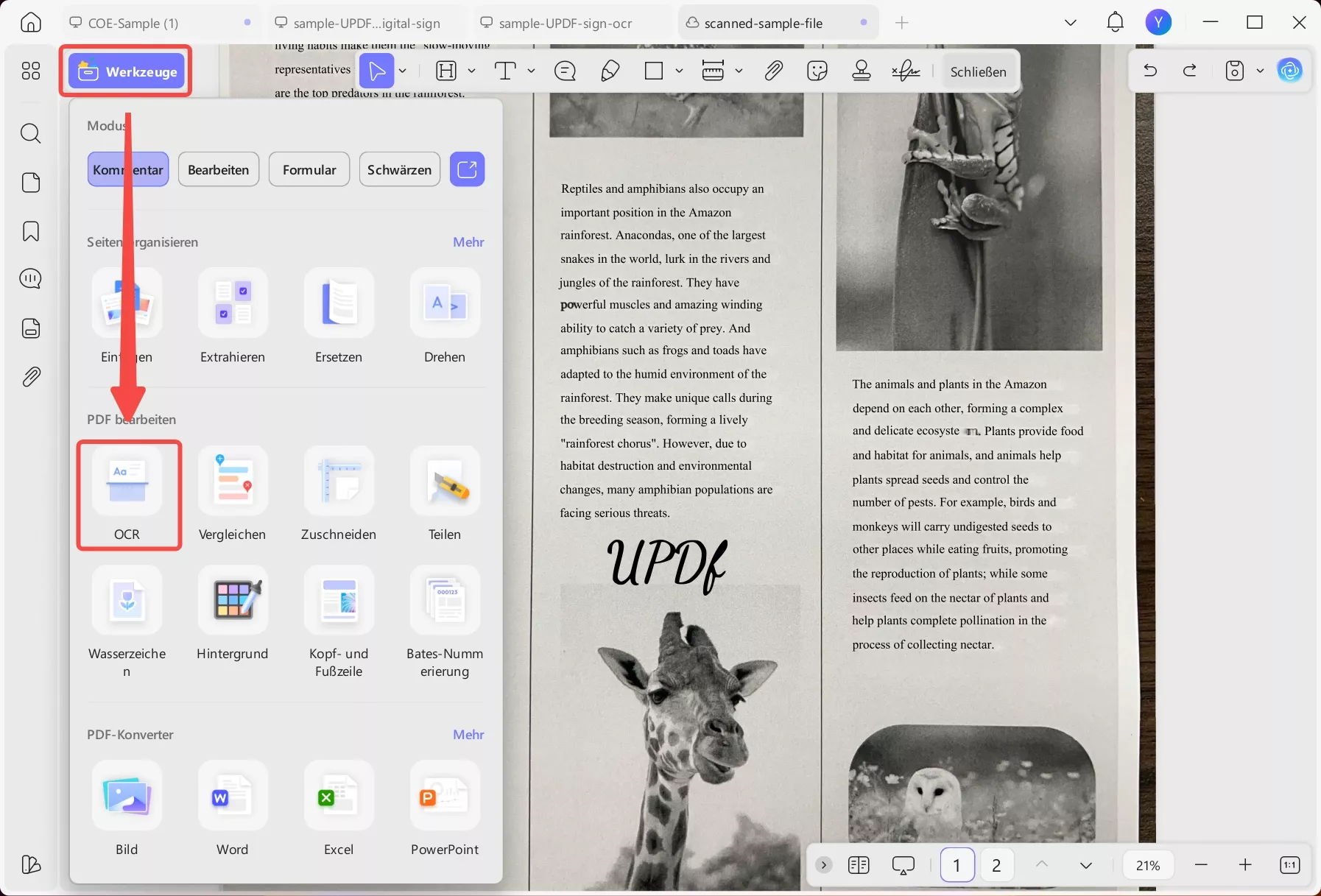 OCR-Aktualisierung auf dem Desktop durchführen