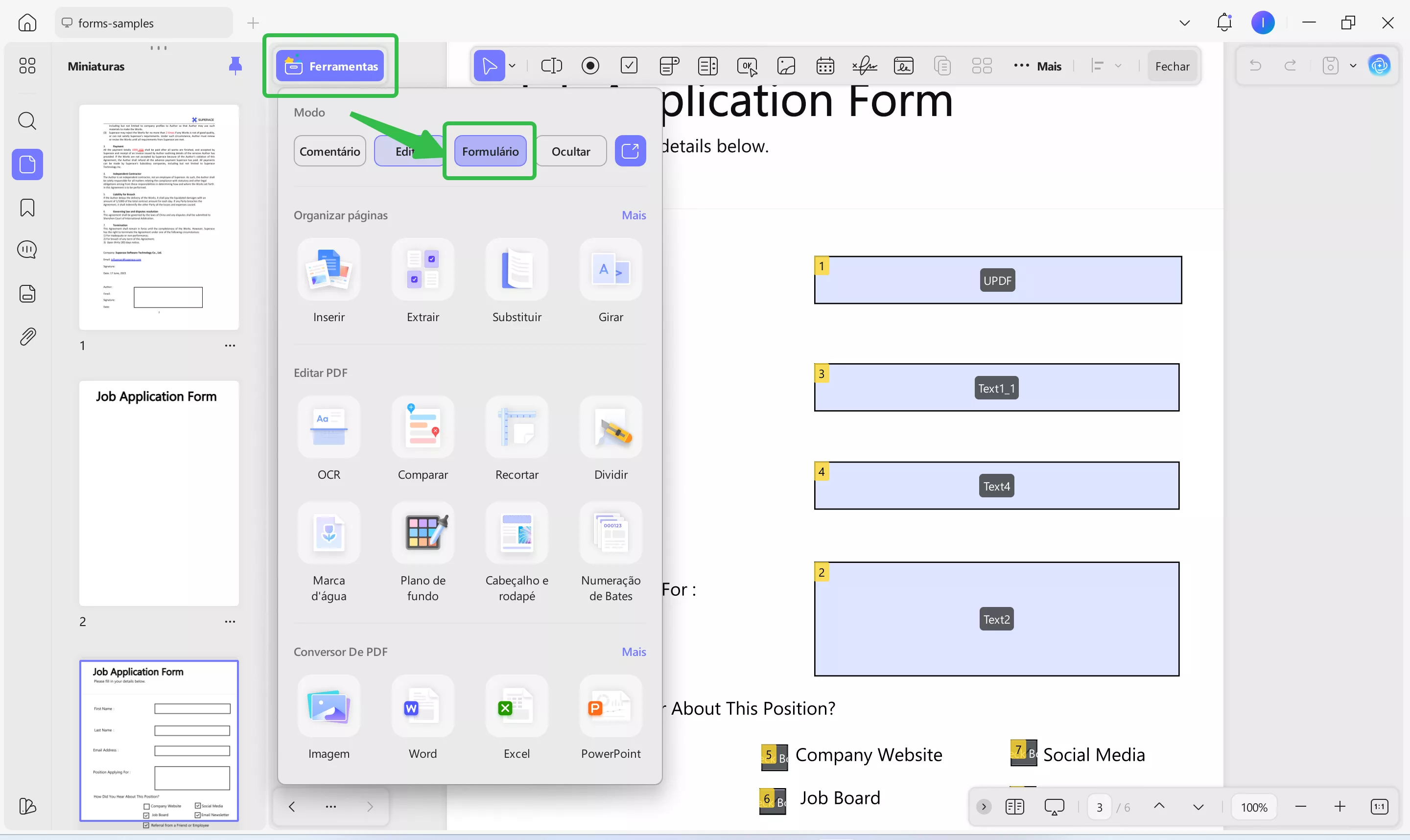 como quebrar o texto em um comentário de formulário de PDF preenchível