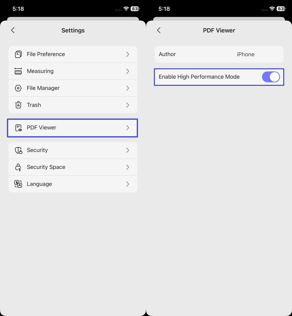 enable high performance mode updf